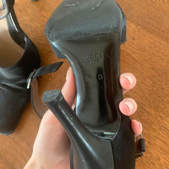 AUTH gucci Satin D'Orsay Pumps 6 - Picture 3 of 4